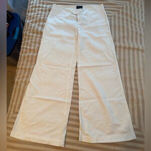 The Limited White Wide-Leg Linen Pants with Patch Pockets